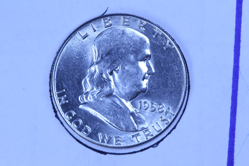 1958 Franklin Half Dollar, Affordable Uncirculated Coin. Store Sale