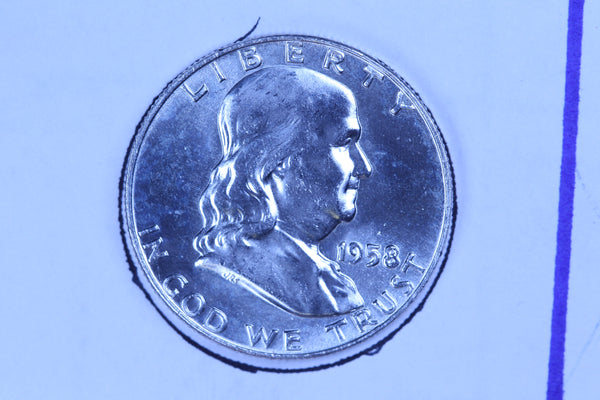 1958-D Franklin Half Dollar, Affordable Uncirculated Coin. Store Sale #10890