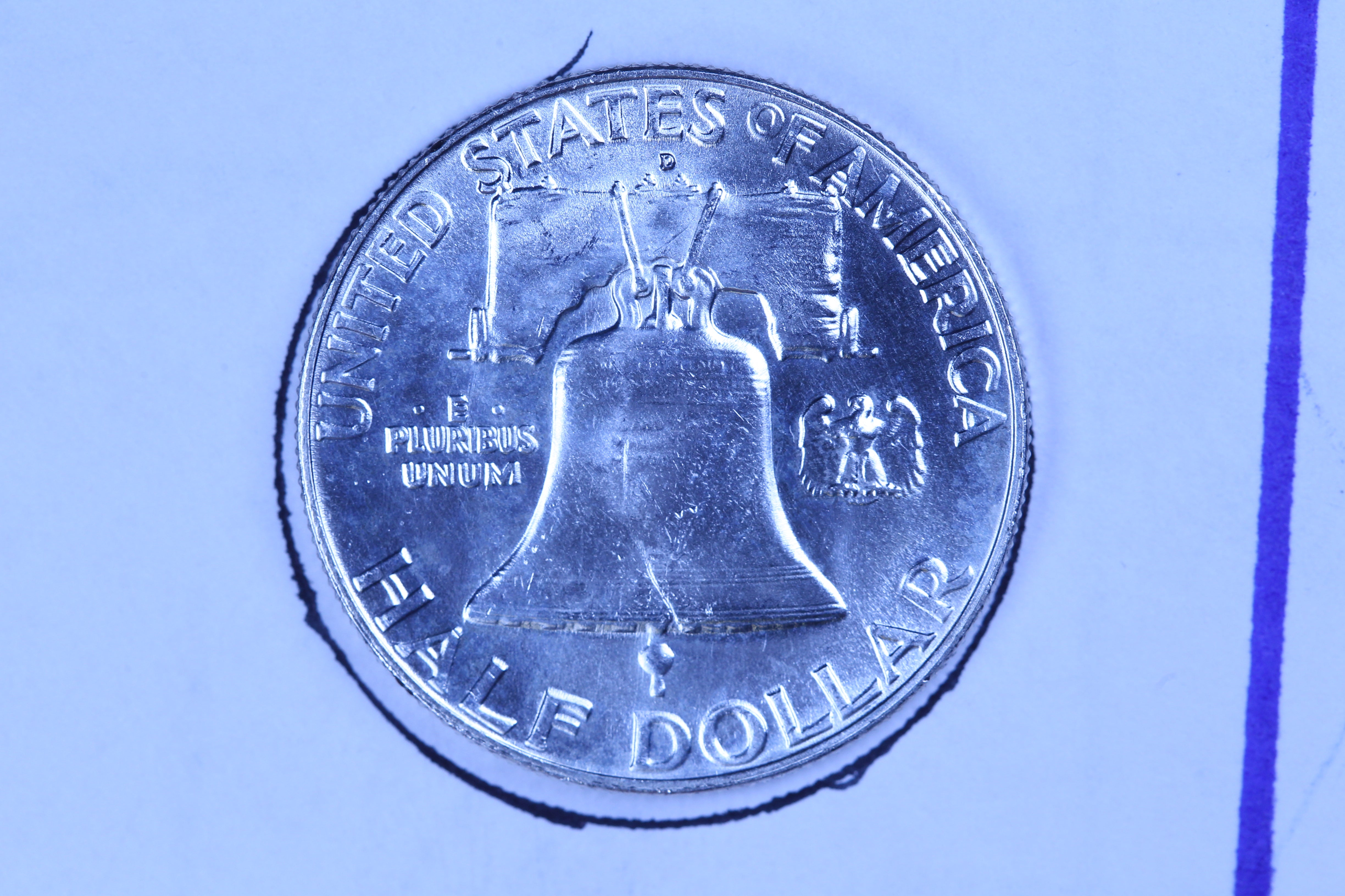 1958-D Franklin Half Dollar, Mint State Uncirculated Coin, Store #10890