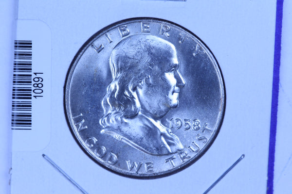 1958-D Franklin Half Dollar, Affordable Uncirculated Coin. Store Sale #10891