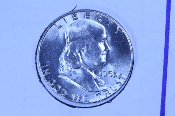 1963-D Franklin Half Dollar, Affordable Uncirculated Coin. Store Sale #10908