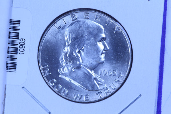 1963-D Franklin Half Dollar, Affordable Uncirculated Coin. Store Sale #10909