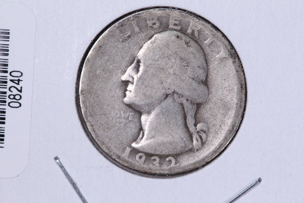 1932-D Washington Quarter. Affordable Circulated Collectable Coin. Store # 08240