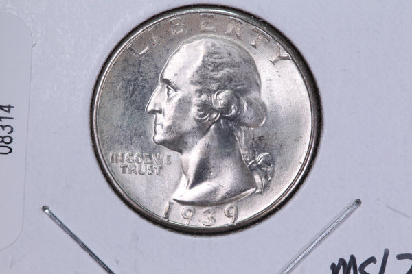 1939-D Washington Quarter. Uncirculated Collectable Coin. Store # 08314