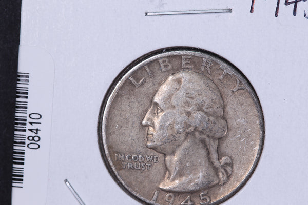 1945-D Washington Quarter. Affordable Circulated Collectable Coin. Store # 08410