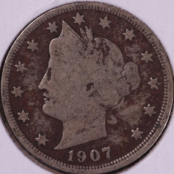 1907 Liberty Nickel. Good Circulated Coin. Store #11095