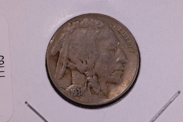 1938-D Buffalo Nickel. Affordable Circulated Coin.  Store #11165
