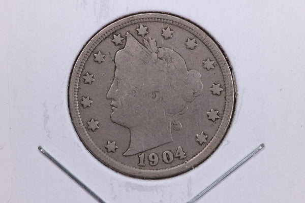 1904 Liberty Nickel, Circulated Collectible Coin. Store #11696