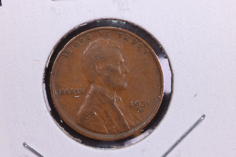 1931-S Lincoln Wheat Small Cent.  Affordable Collectible Coin. Store