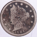 1884 Liberty Nickel, Circulated Collectible Coin. Store