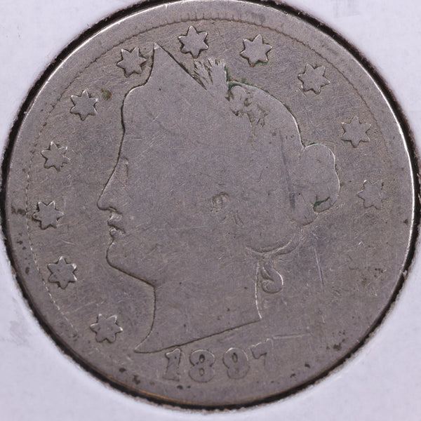 1897 Liberty Nickel, Good Circulated Coin. Store #11805