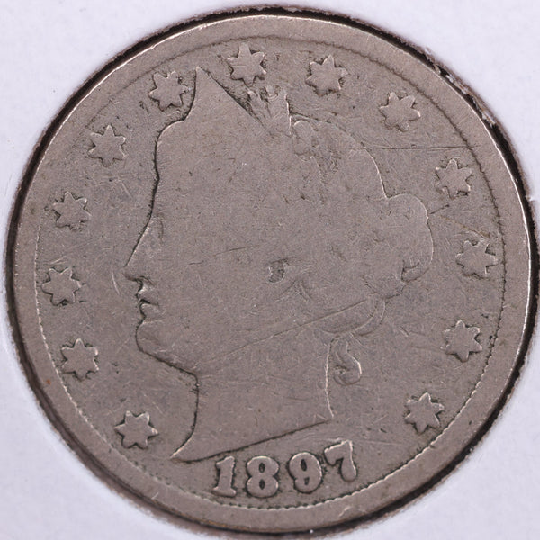 1897 Liberty Nickel, Good Circulated Coin. Store #11838