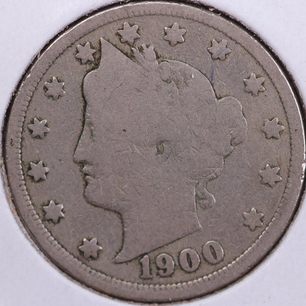1900 Liberty Nickel, Good Circulated Coin. Store #11808