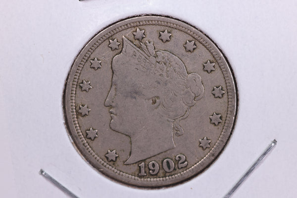 1902 Liberty Nickel, Circulated Collectible Coin. Store #11810