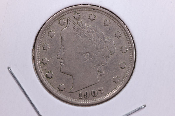 1907 Liberty Nickel, Circulated Collectible Coin. Store #11815