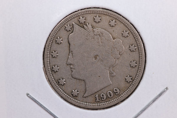 1909 Liberty Nickel, Circulated Collectible Coin. Store #11817