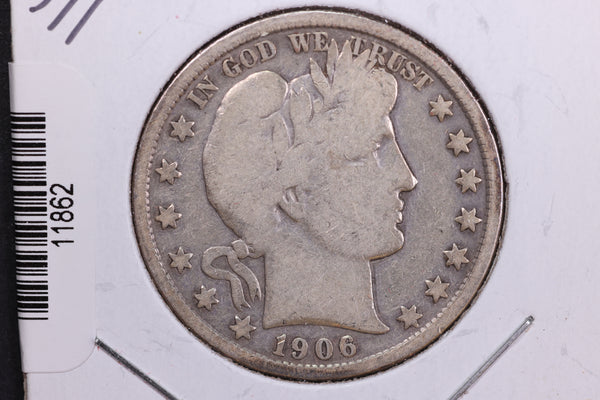 1906-D Barber Half Dollar. Affordable Collectible Coin. Store # HR349