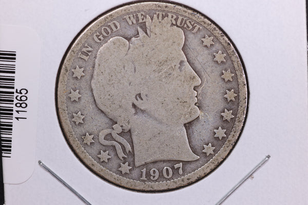 1907-D Barber Half Dollar. Affordable Collectible Coin. Store # 11865