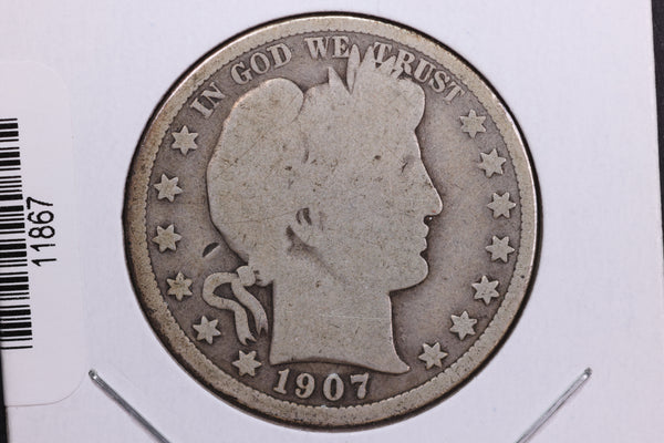 1907-S Barber Half Dollar. Affordable Collectible Coin. Store # HR380