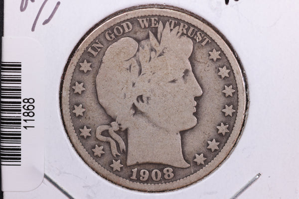 1908 Barber Half Dollar. Affordable Collectible Coin. Store # 11868
