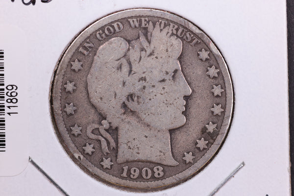 1908-D Barber Half Dollar. Affordable Collectible Coin. Store # 11869