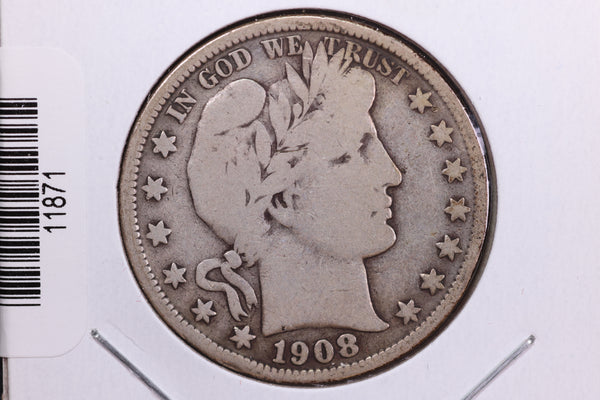 1908-S Barber Half Dollar. Affordable Collectible Coin. Store # 11871
