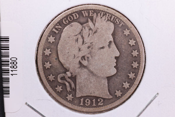 1912-S Barber Half Dollar. Affordable Collectible Coin. Store # 11880