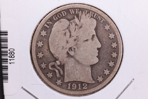 1912-S Barber Half Dollar. Affordable Collectible Coin. Store # HR416