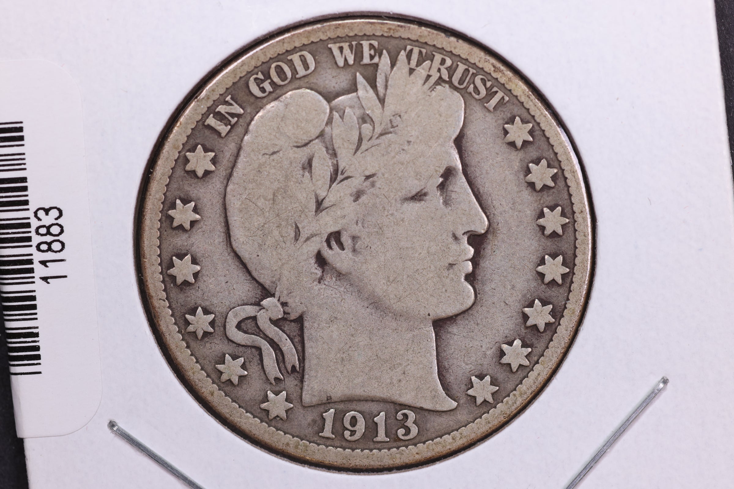 1913-S Barber Half Dollar, Very Good Circulated Coin, Store #HR421