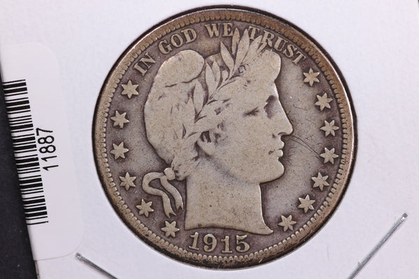 1915-D Barber Half Dollar. Affordable Collectible Coin. Store # HR435