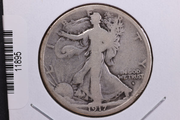 1917-S, On Obverse, Walking Liberty Half Dollar. Circulated Condition. Store #11895