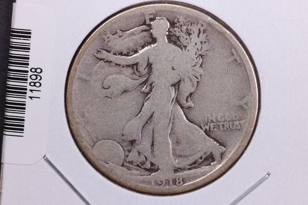 1918-D Walking Liberty Half Dollar. Circulated Condition. Store #11898