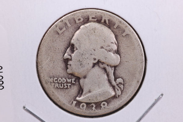 1938 Washington Quarter. Affordable Circulated Collectable Coin. Store # 08610