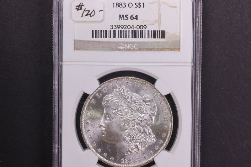1883-O Morgan Silver Dollar, NGC Certified MS64. Store