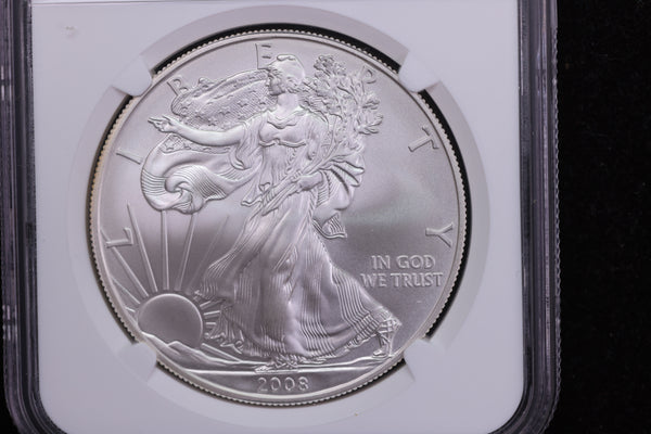 2008-W American Silver Eagle, Burnished Strike, NGC MS70. Store #08743