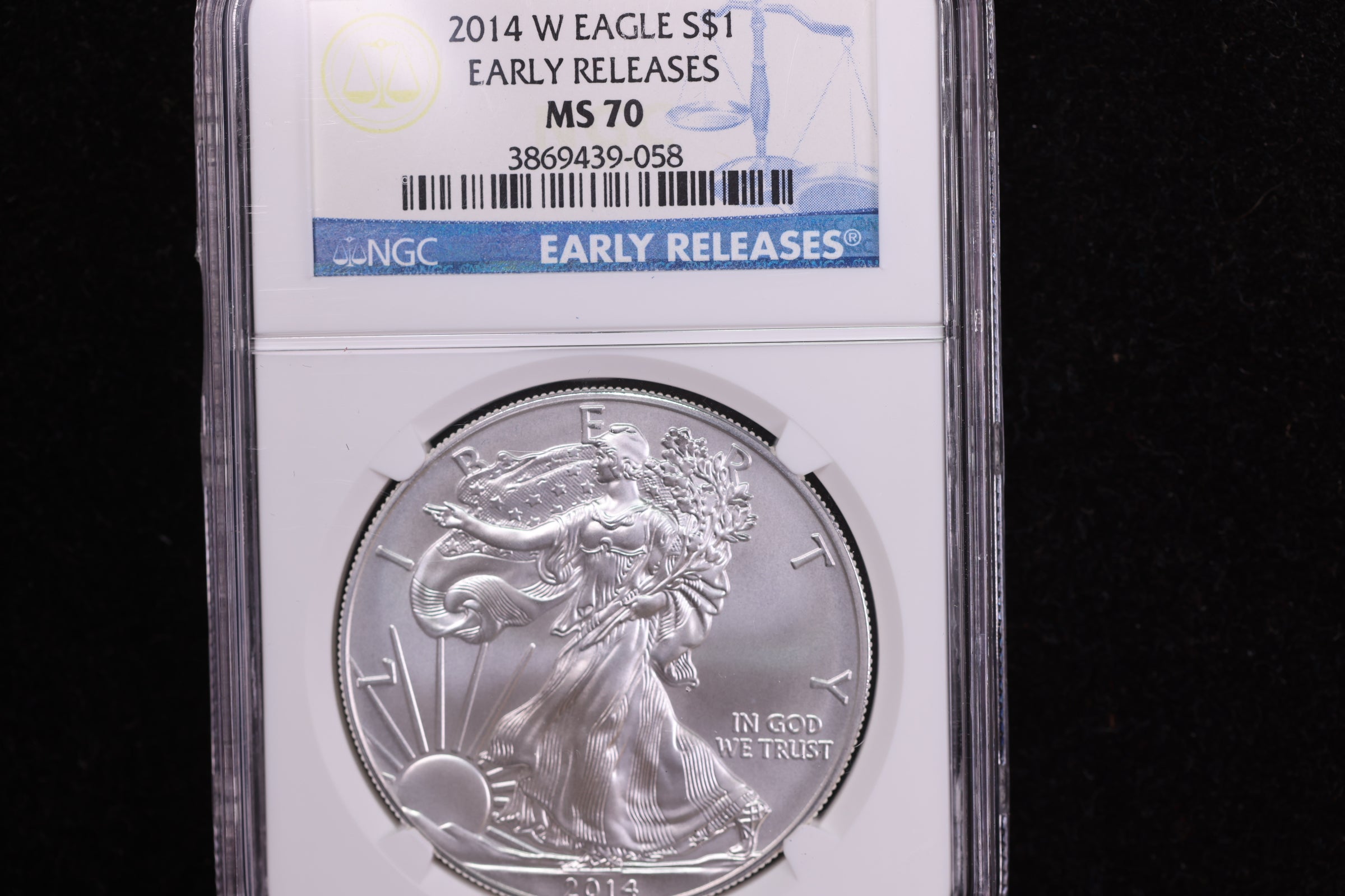 2014-W American Silver Eagle, Burnished Strike. NGC MS70, Store #08749