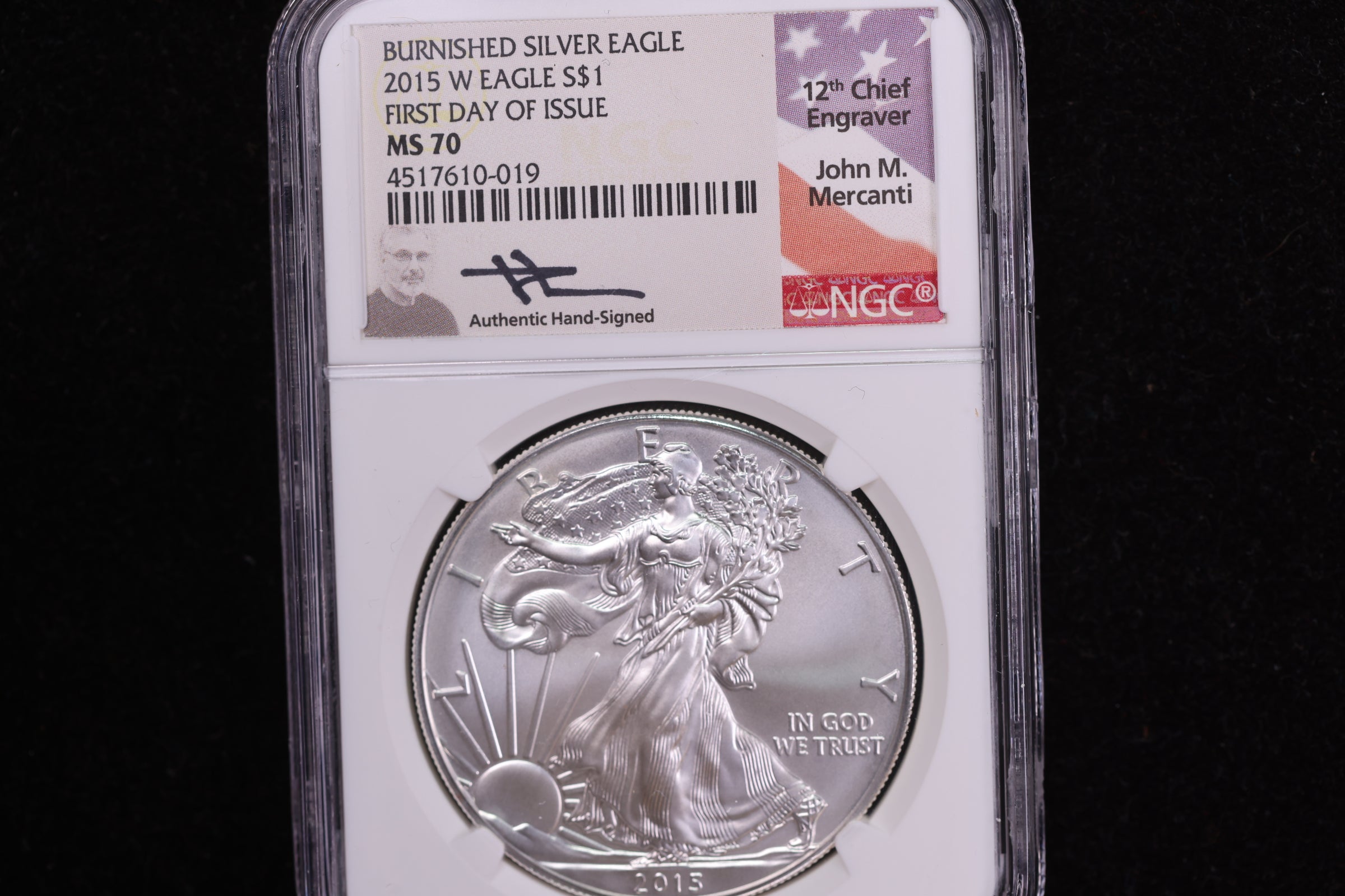 2015-W American Silver Eagle, Burnished Strike. NGC MS70. Store #08750