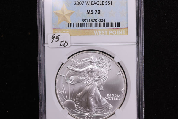 2007-W American Silver Eagle, NGC MS70, Store #12158