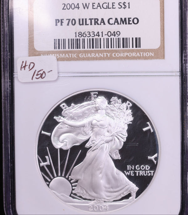 2004-W American Silver Eagle, NGC PF70 Ultra Cameo, Store #12162