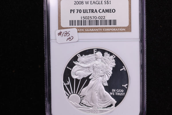 2008-W American Silver Eagle, NGC PF70 Ultra Cameo, Store #AE0109