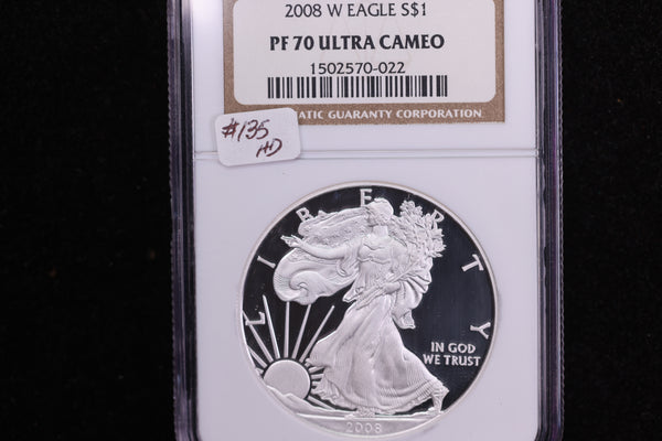 2008-W American Silver Eagle, NGC PF70 Ultra Cameo, Store #12166