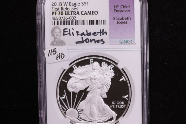 2018-W American Silver Eagle, First Releases, NGC PF70, Ultra Cameo, Store #12182