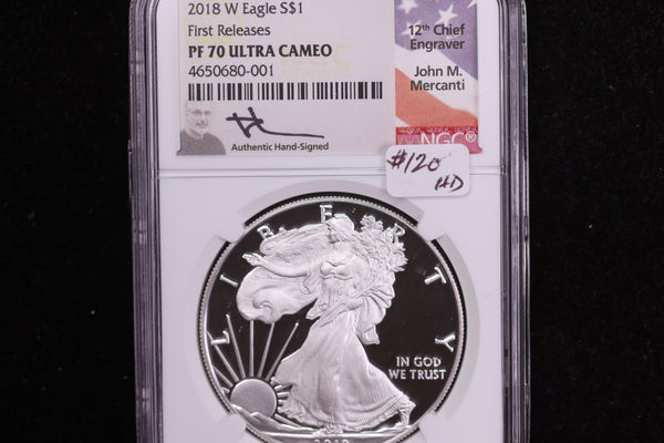 2018-W American Silver Eagle, First Releases, NGC PF70, Ultra Cameo, Store #12184