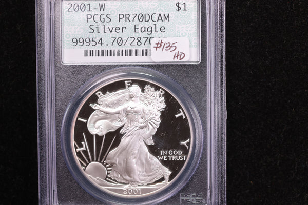 2001-W American Silver Eagle, PCGS PR70 Deep Cameo, Store #12217