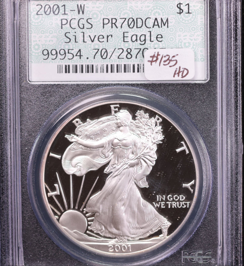 2001-W American Silver Eagle, PCGS PR70 Deep Cameo, Store