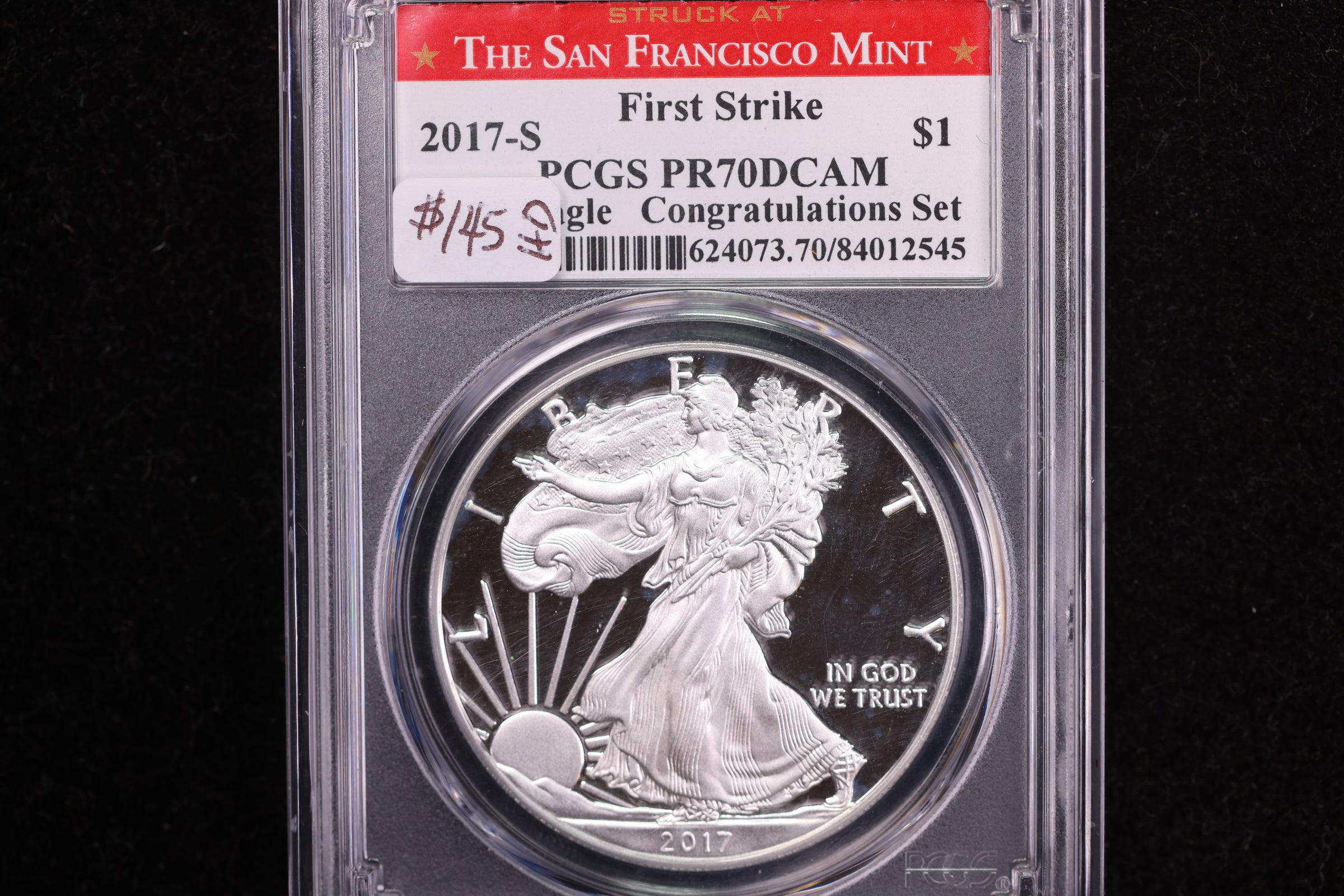 2017-S American Silver Eagle, PCGS PR70 Deep Cameo, Store #12227