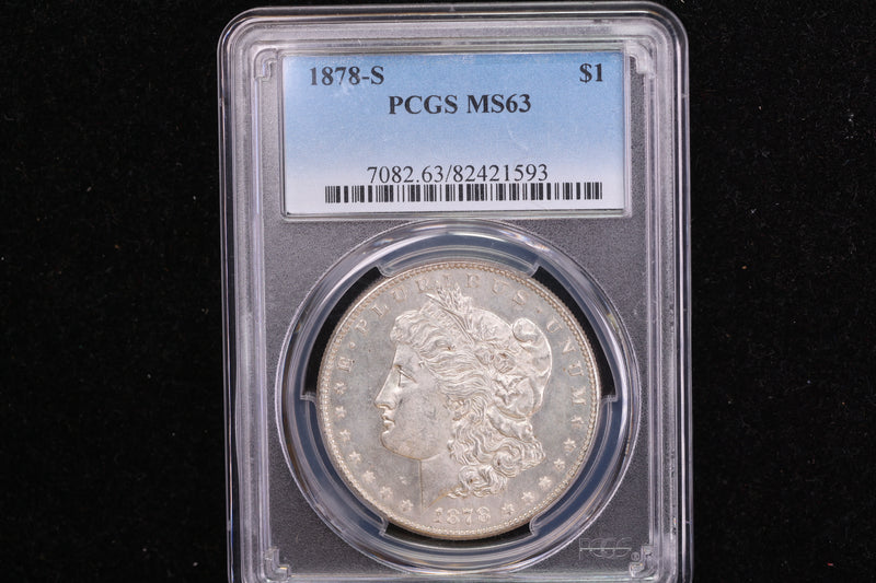 1878-S Morgan Silver Dollar. Affordable First Year, Graded and Certified by PCGS MS63. Store Sale