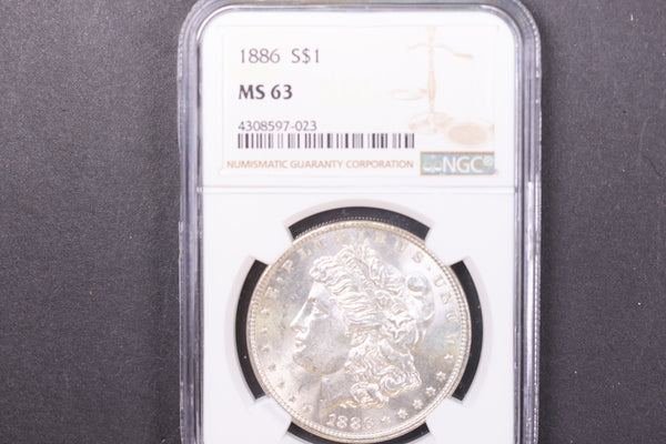 1886 Morgan Silver Dollar, PCGS Graded MS63. Store #08867