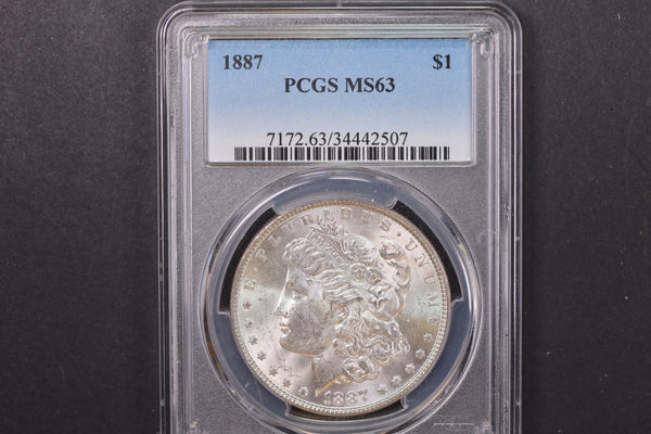 1887 Morgan Silver Dollar, PCGS Graded MS63. Store #08868