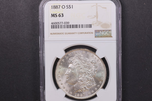 1887-O Morgan Silver Dollar, PCGS Graded MS63. Store #08869